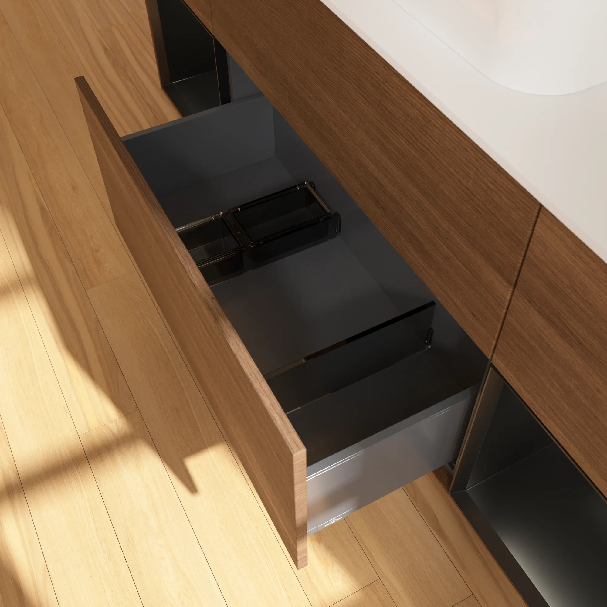 Villeroy & Boch Waschtischunterschrank „Finion“ für Schrankwaschtisch 1600 × 603 × 501 mm Walnut Veneer, für Becken mittig