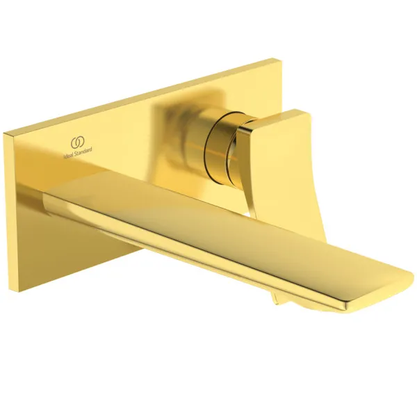 Ideal Standard Conca Wand-Waschtischarmatur Unterputz Bausatz 2, eckige Rosette, Ausladung 180 mm, Brushed Gold