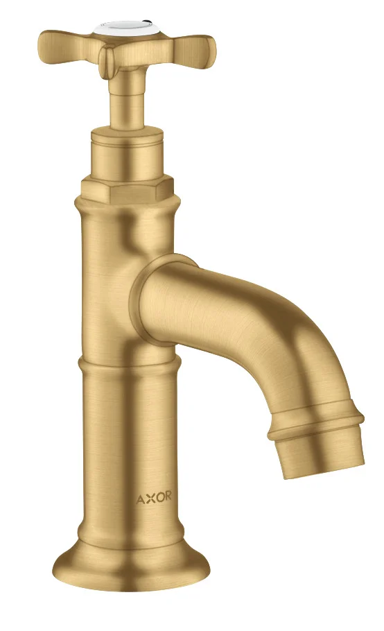 Hansgrohe AXOR Montreux Standventil kurz Brushed Gold Optic, Ausladung 104 mm, Auslaufhöhe 52.0 mm, Normalstrahl, G 3/8 Anschlussschlauch, DN15, Kreuzgriff, ComfortZone 50 Hansgrohe AXOR Montreux Standventil kurz Brushed Gold Optic, Ausladung 104 mm, Auslaufhöhe 52.0 mm, Normalstrahl, G 3/8 Anschlussschlauch, DN15, Kreuzgriff, ComfortZone 50
