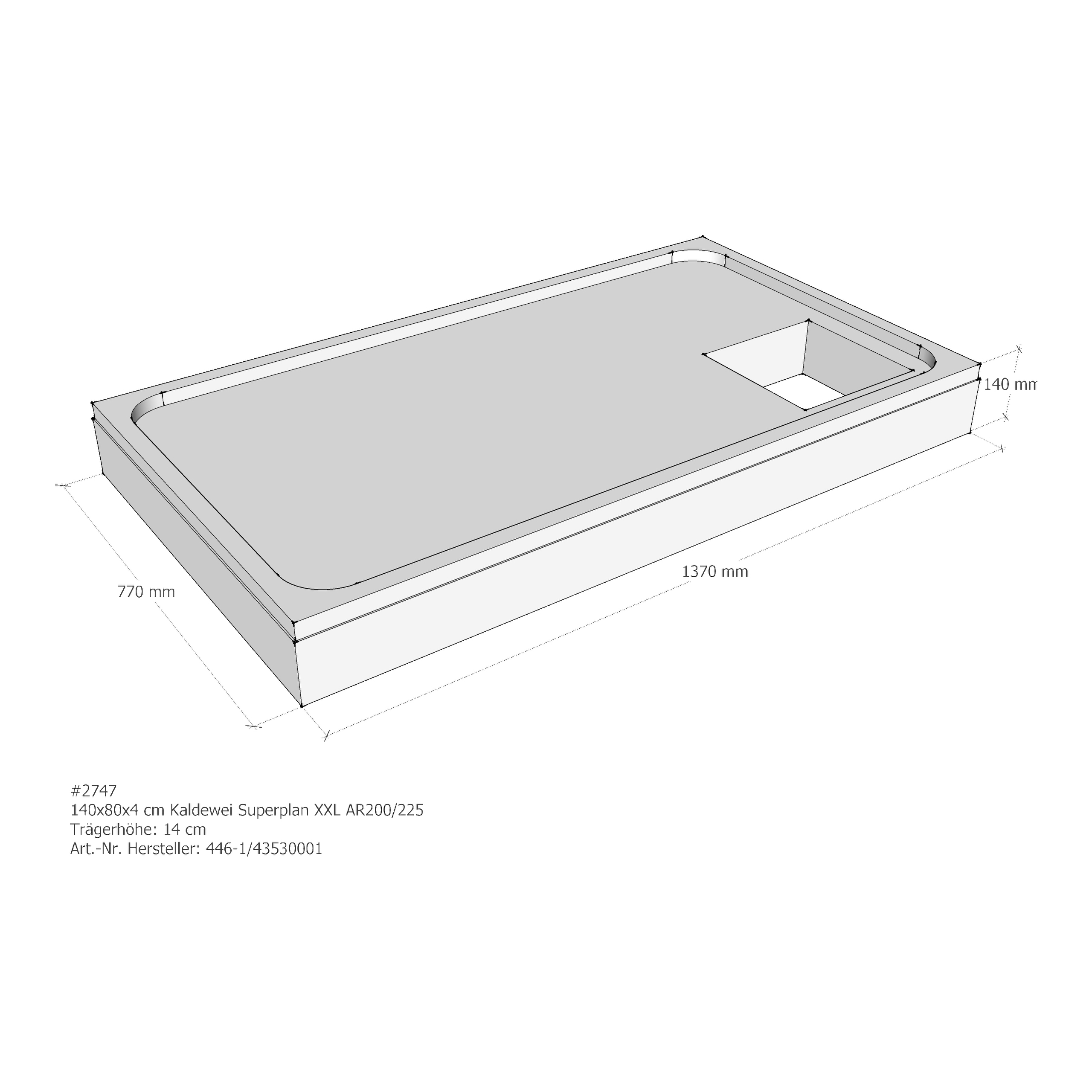 Duschwannenträger für Kaldewei Superplan XXL 140 × 80 × 4 cm
