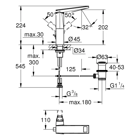 Einhand-Waschtischbatterie Allure Brilliant Private Collection 24414, L-Size, Griff mit Vanilla Noir Caesarstone Einlagen, Zugstangen-Ablaufgarnitur 1 1/4", chrom Einhand-Waschtischbatterie Allure Brilliant Private Collection 24414, L-Size, Griff mit Vanilla Noir Caesarstone Einlagen, Zugstangen-Ablaufgarnitur 1 1/4", chrom