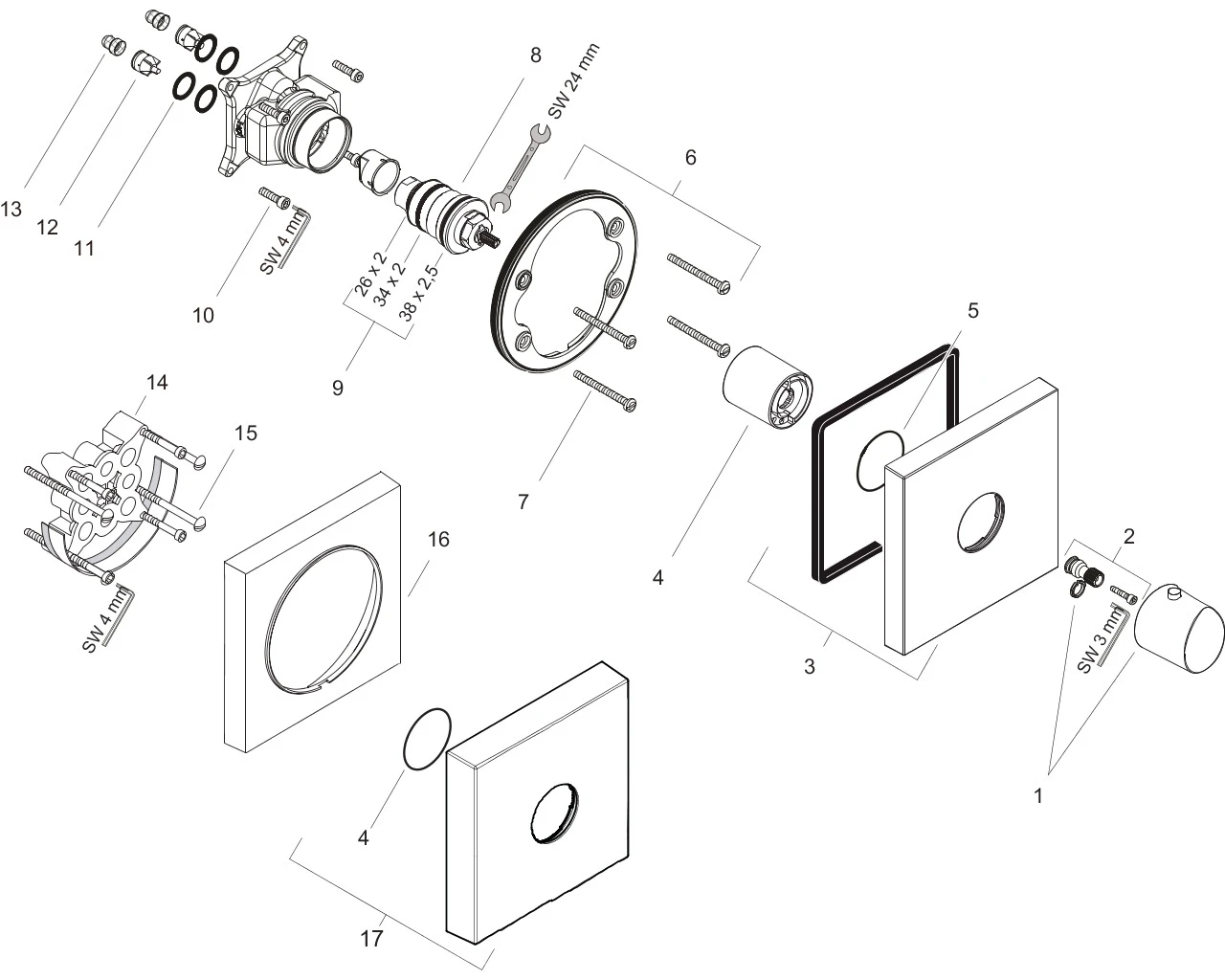 Thermostat Unterputz Axor Starck Organic High Flow Fertigset chrom