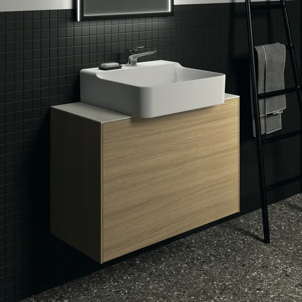 Waschtischplatte Conca, aus Keramik, 802x373x6mm, Marmor Noir Desir Waschtischplatte Conca, aus Keramik, 802x373x6mm, Marmor Noir Desir