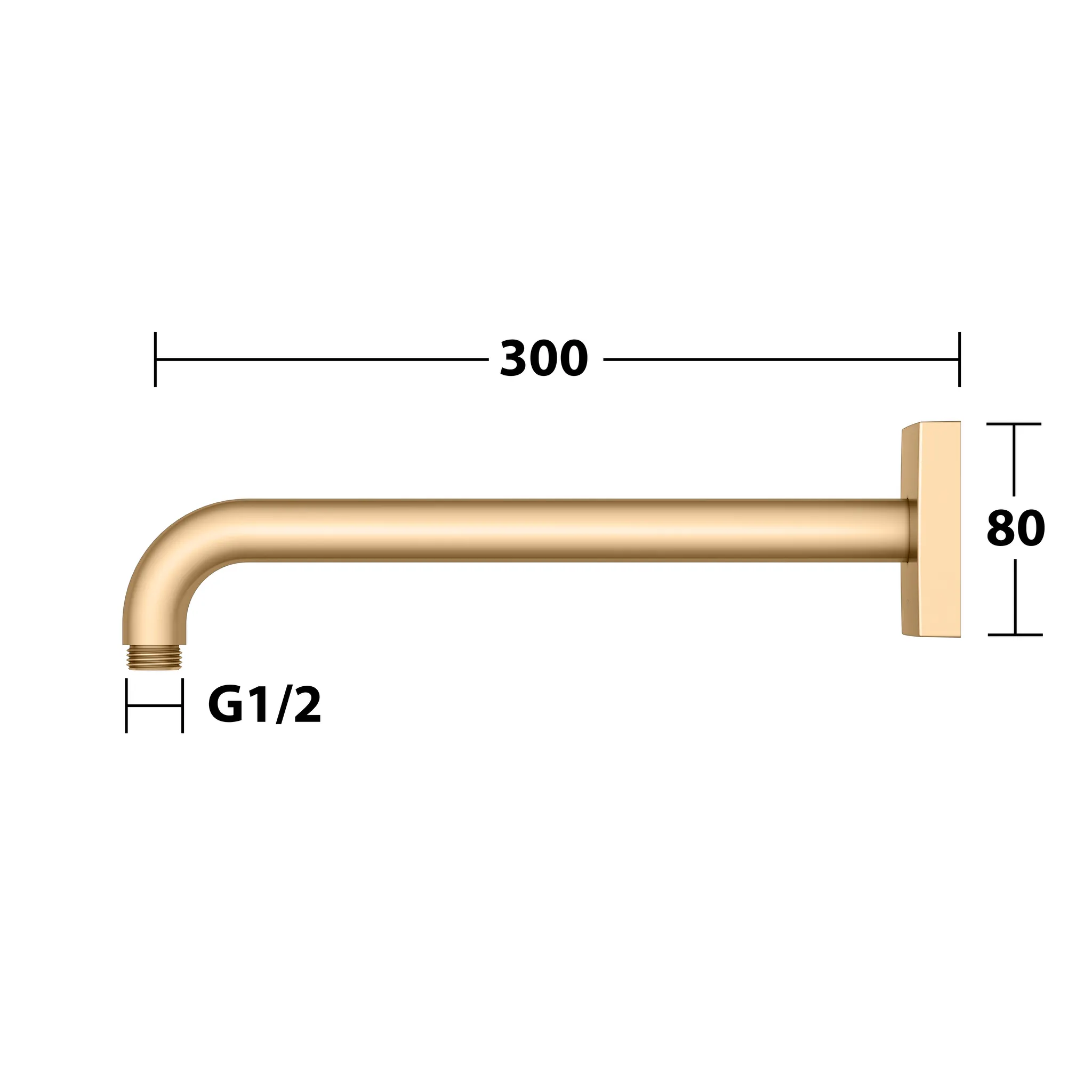 Brausen und Brausezubehör Brausearm Wandanschluss Ausladung 300 mm Messing gebürstet Brausen und Brausezubehör Brausearm Wandanschluss Ausladung 300 mm Messing gebürstet