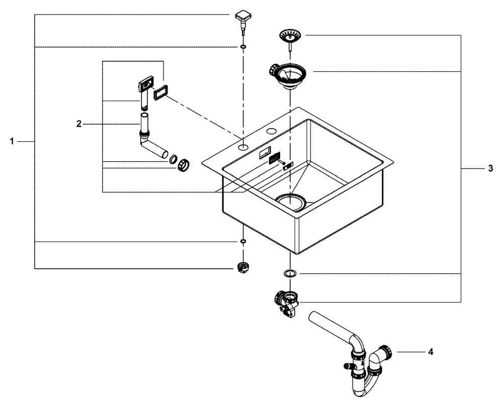 Grohe K800 Edelstahlspüle, Modell: K800 60-S 51,8⁄51 1.0, Montageart: aufliegend oder flächenbündig, Material: Edelstahl AISI 304 (V2A), Oberfläche: Satin Finish Grohe K800 Edelstahlspüle, Modell: K800 60-S 51,8⁄51 1.0, Montageart: aufliegend oder flächenbündig, Material: Edelstahl AISI 304 (V2A), Oberfläche: Satin Finish
