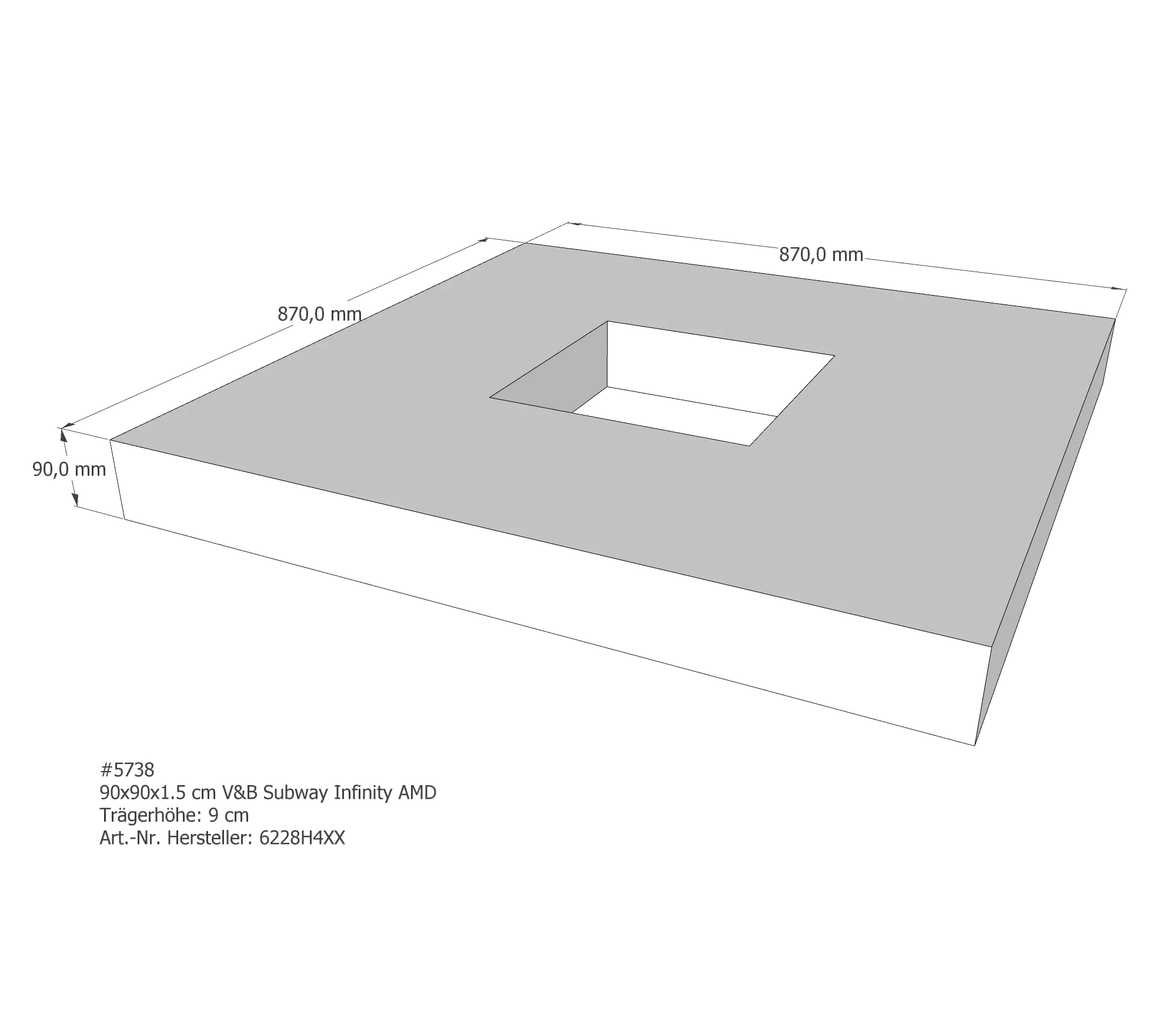 Duschwannenträger für Villeroy & Boch Subway Infinity 90 × 90 × 1,5 cm Breite: 90 cm / Länge: 90 cm Duschwannenträger für Villeroy & Boch Subway Infinity 90 × 90 × 1,5 cm Breite: 90 cm / Länge: 90 cm