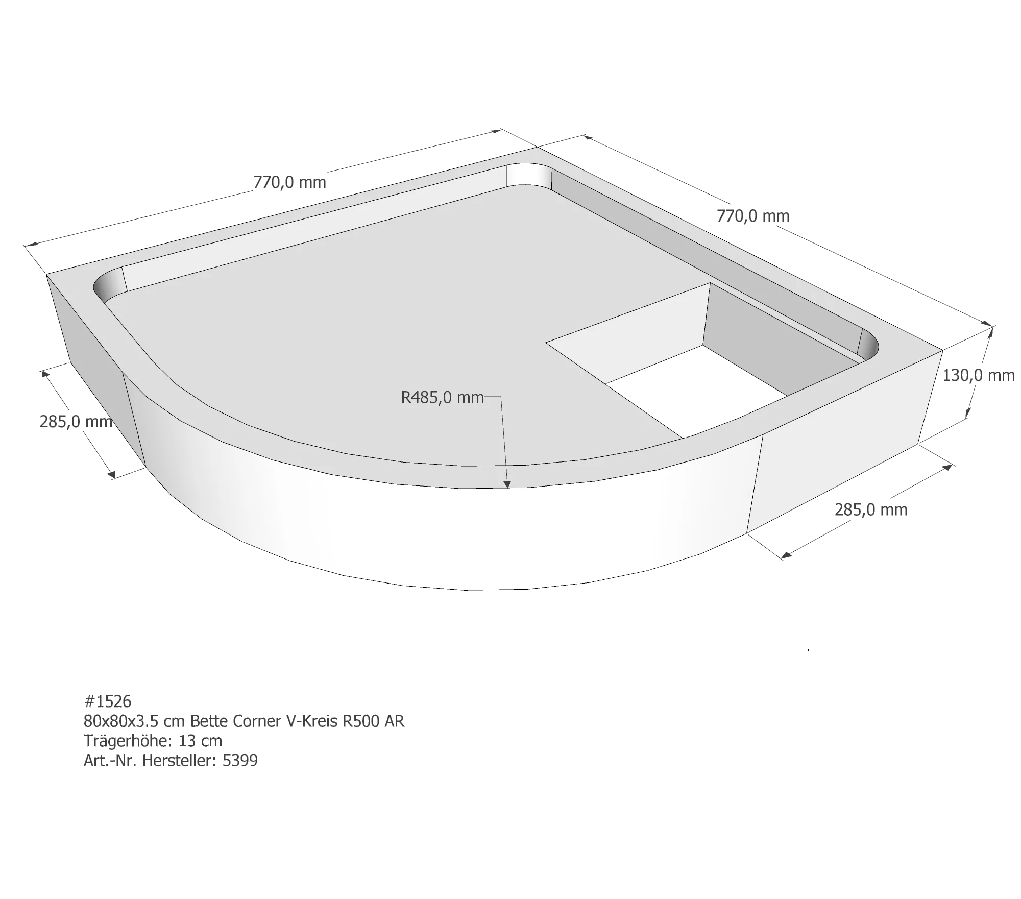 Duschwannenträger für Bette Corner 80 × 80 × 3,5 cm Breite: 80 cm / Länge: 80 cm Duschwannenträger für Bette Corner 80 × 80 × 3,5 cm Breite: 80 cm / Länge: 80 cm