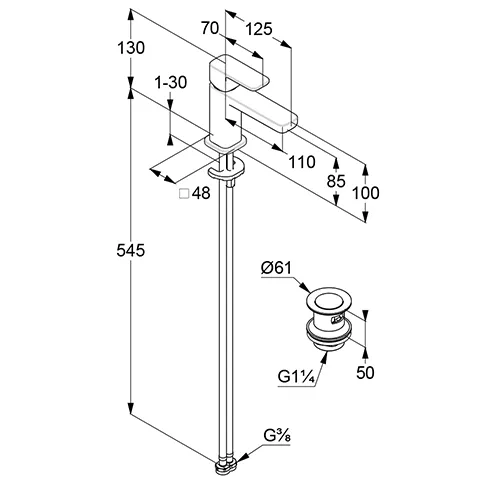 RENON WaschtischEHM 85 mit PushOpen Ablaufgarnitur chrom RENON WaschtischEHM 85 mit PushOpen Ablaufgarnitur chrom
