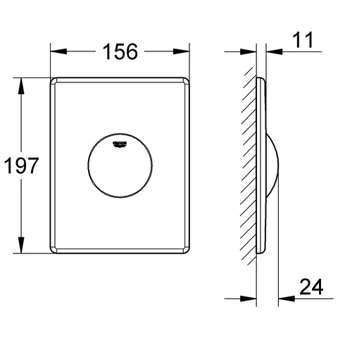 Grohe Skate WC-Betätigung 38573, Abdeckplatte für 1-Mengen-Betätigung, alpinweiß, 156 x 197 mm Grohe Skate WC-Betätigung 38573, Abdeckplatte für 1-Mengen-Betätigung, alpinweiß, 156 x 197 mm