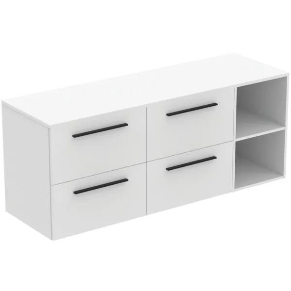Ideal Standard Möbel-Set 160cm i.life B 4 Auszüge 2 offene Fächer Griff Schwarz Weiß matt Ideal Standard Möbel-Set 160cm i.life B 4 Auszüge 2 offene Fächer Griff Schwarz Weiß matt