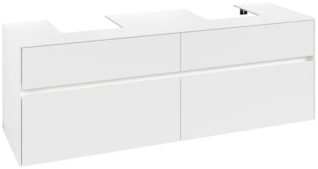 Villeroy & Boch Waschtischunterschrank „Collaro“ 1600 × 548 × 500 mm Weiß Matt, mit Beleuchtung, für links und rechts Villeroy & Boch Waschtischunterschrank „Collaro“ 1600 × 548 × 500 mm Weiß Matt, mit Beleuchtung, für links und rechts