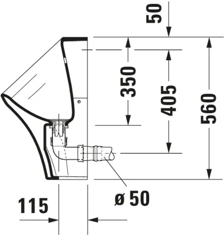 Urinal DuraStyle, Zulauf von hinten rimless, ohne Fliege, weiß, HYG Urinal DuraStyle, Zulauf von hinten rimless, ohne Fliege, weiß, HYG
