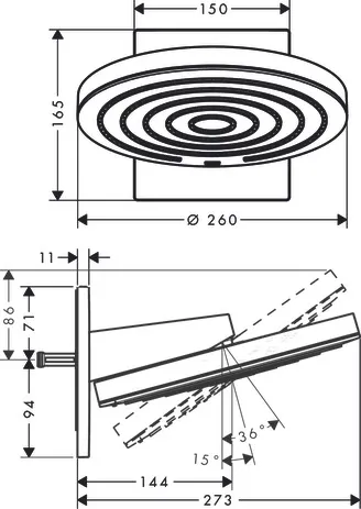 Kopfbrause Pulsify 260 2jetmit Wandanschluss chrom Kopfbrause Pulsify 260 2jetmit Wandanschluss chrom