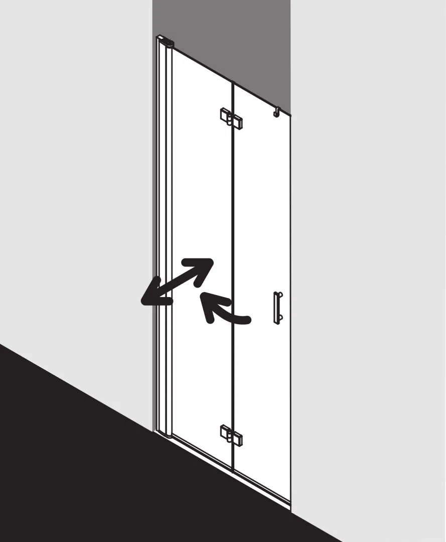 Kermi Pendel-Falttür links „Diga“ Glas SR Opaco, Profile Silber Hochglanz, Falttür BV: 1183 - 1208 mm WE: 1183 - 1208 mm H: 2000 mm Kermi Pendel-Falttür links „Diga“ Glas SR Opaco, Profile Silber Hochglanz, Falttür BV: 1183 - 1208 mm WE: 1183 - 1208 mm H: 2000 mm