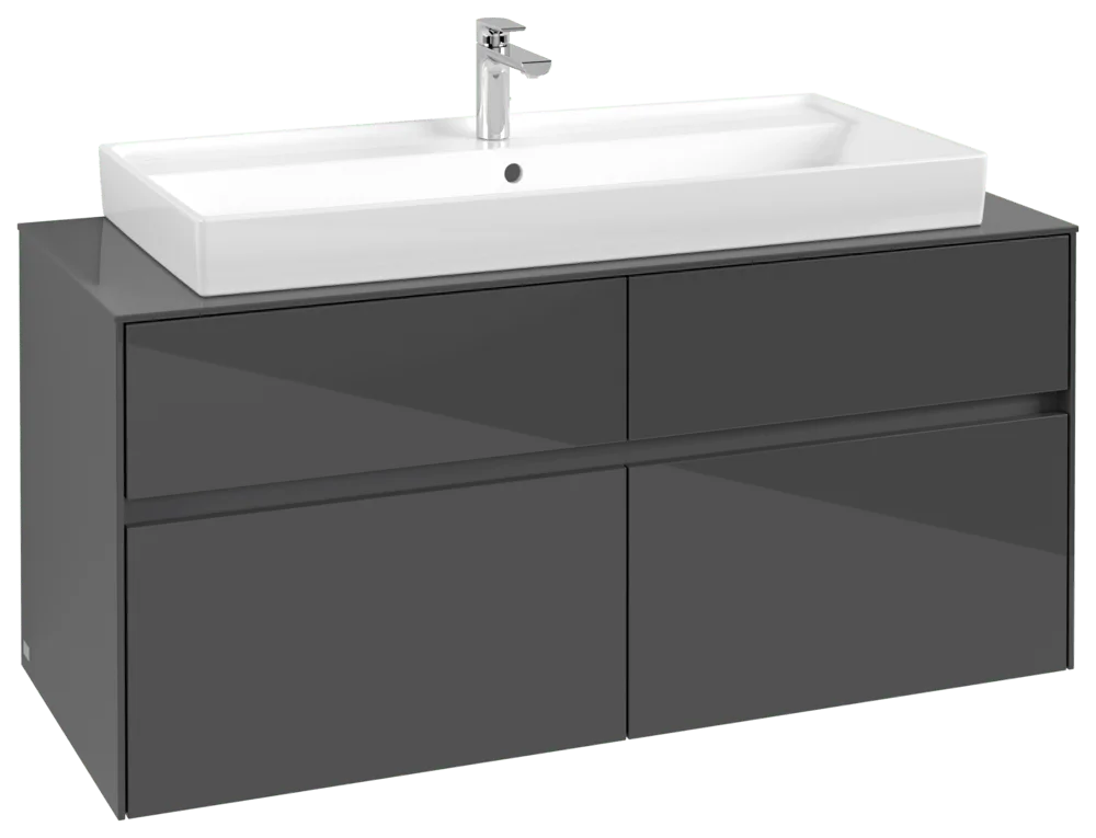 Villeroy & Boch Collaro Waschbeckenunterschrank C09100, 1200x548x500mm, Glossy Grey