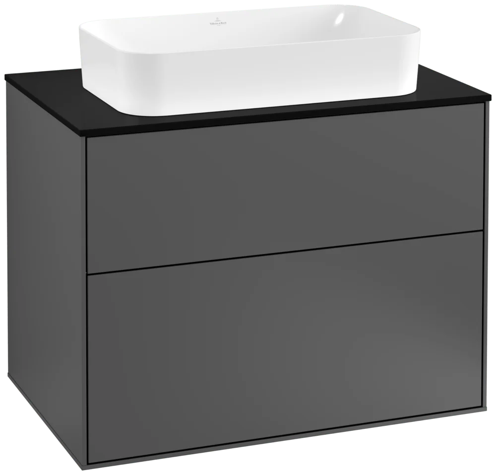 Villeroy & Boch Finion Waschbeckenunterschrank F22 800x603x501mm Anthracite Matt Lacquer / Glass Black Matt Villeroy & Boch Finion Waschbeckenunterschrank F22 800x603x501mm Anthracite Matt Lacquer / Glass Black Matt