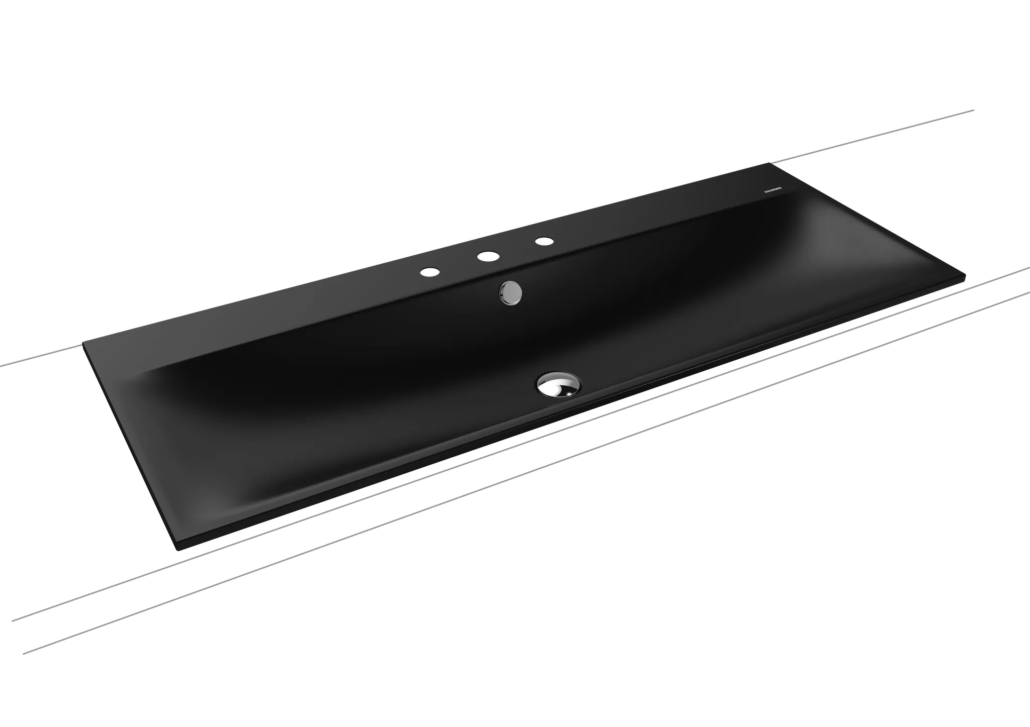 Doppelwaschtisch „Silenio“ 120 × 46 cm, ohne Hahnlochbohrung in schwarz matt, mit Perl-Effekt Doppelwaschtisch „Silenio“ 120 × 46 cm, ohne Hahnlochbohrung in schwarz matt, mit Perl-Effekt