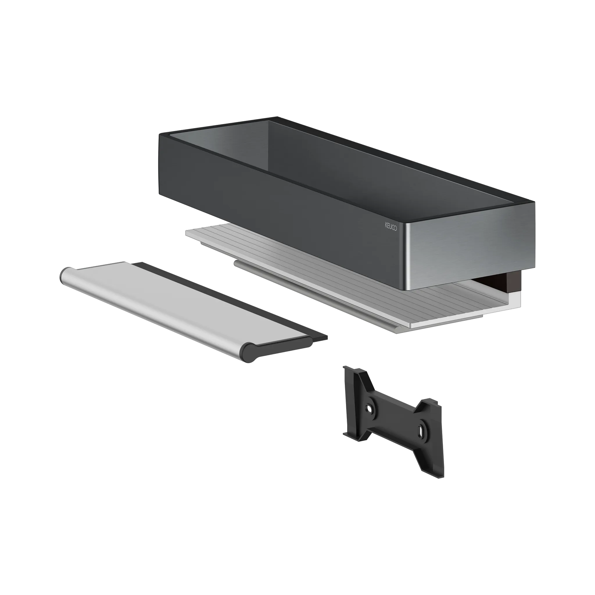 Edition 11 11159130000 Duschkorb mit Glasabzieher silber-elox./Schwarzchrom geb.