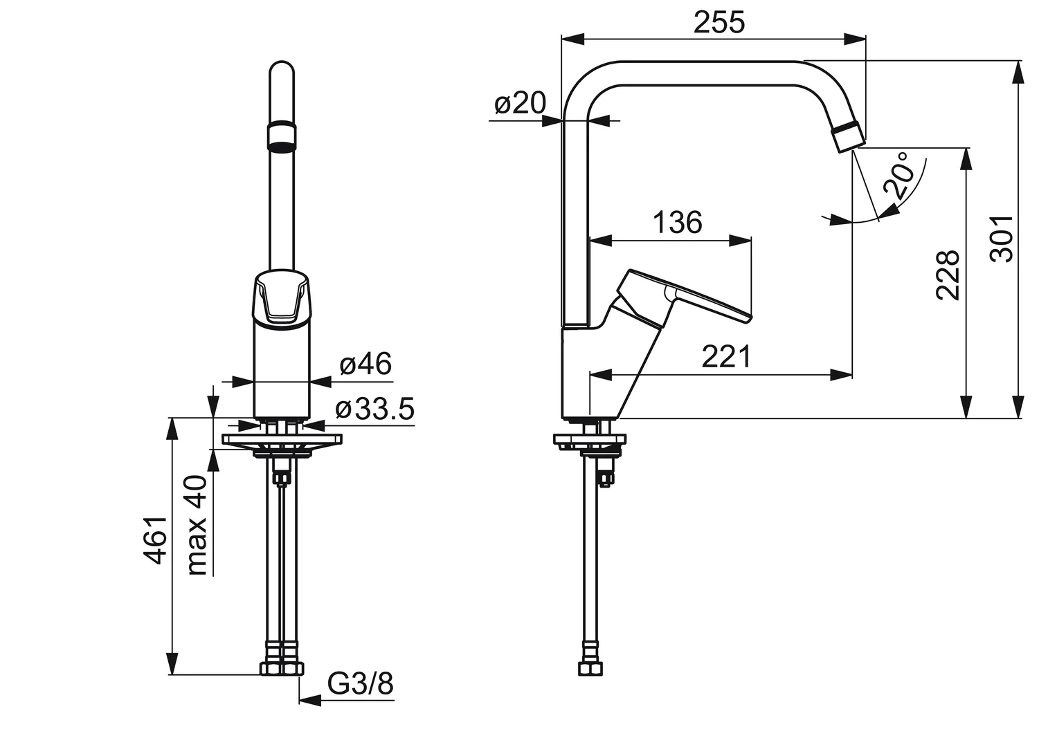 HansaPOLO ECO 5270 Küchenarmatur Standmontage Einhebelmischer Chrom