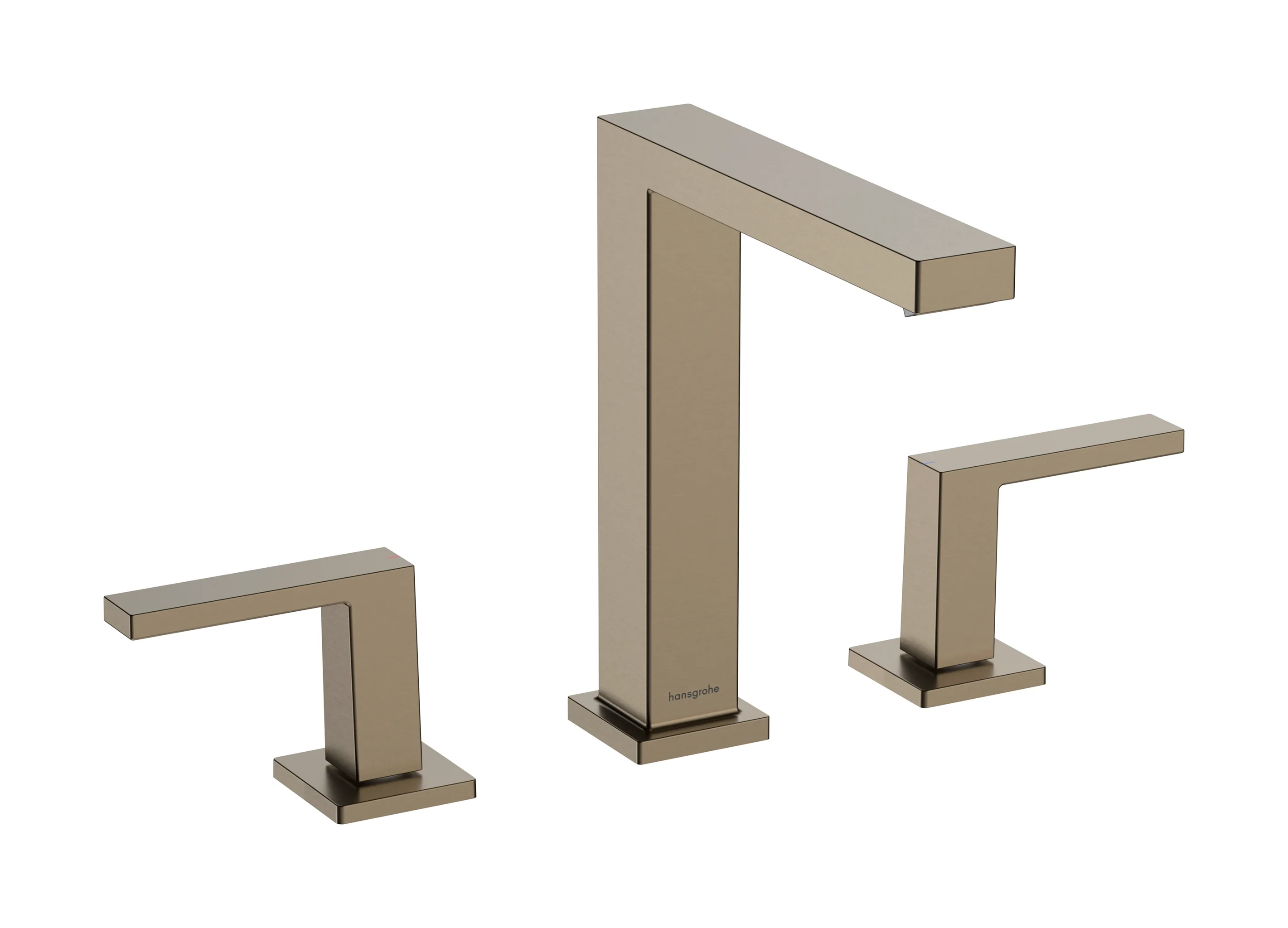 Hansgrohe Tecturis E 3-Loch Waschtischarmatur 150 EcoSmart+ mit Push-Open Ablaufgarnitur, Brushed Bronze