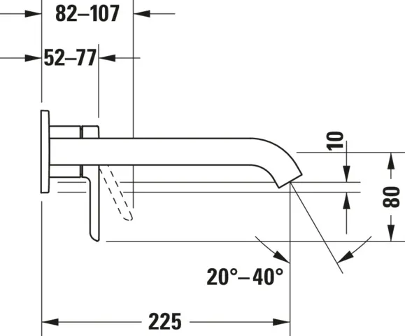 C.1 Einhebel-Waschtischmischer UP,verl.Ausl.,Ausl.225 Breite 173 mm