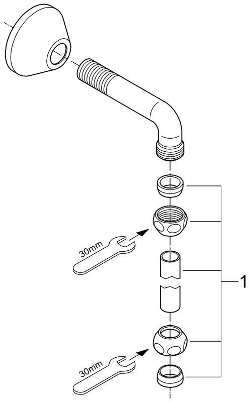 Abgangsbogen 12407, DN 15, Ausladung 50 bis 100 mm