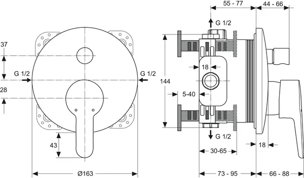 Badearmatur Unterputz ConnectBlue, Bausatz 2, Rosettendurchmesser:163mm, eigensicher nach DIN EN 1717, Chrom Badearmatur Unterputz ConnectBlue, Bausatz 2, Rosettendurchmesser:163mm, eigensicher nach DIN EN 1717, Chrom