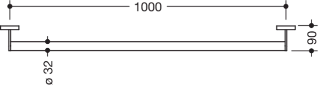 Mobiler Haltegriff, D:32, L=1000mm, pulverb. weiß tiefmatt