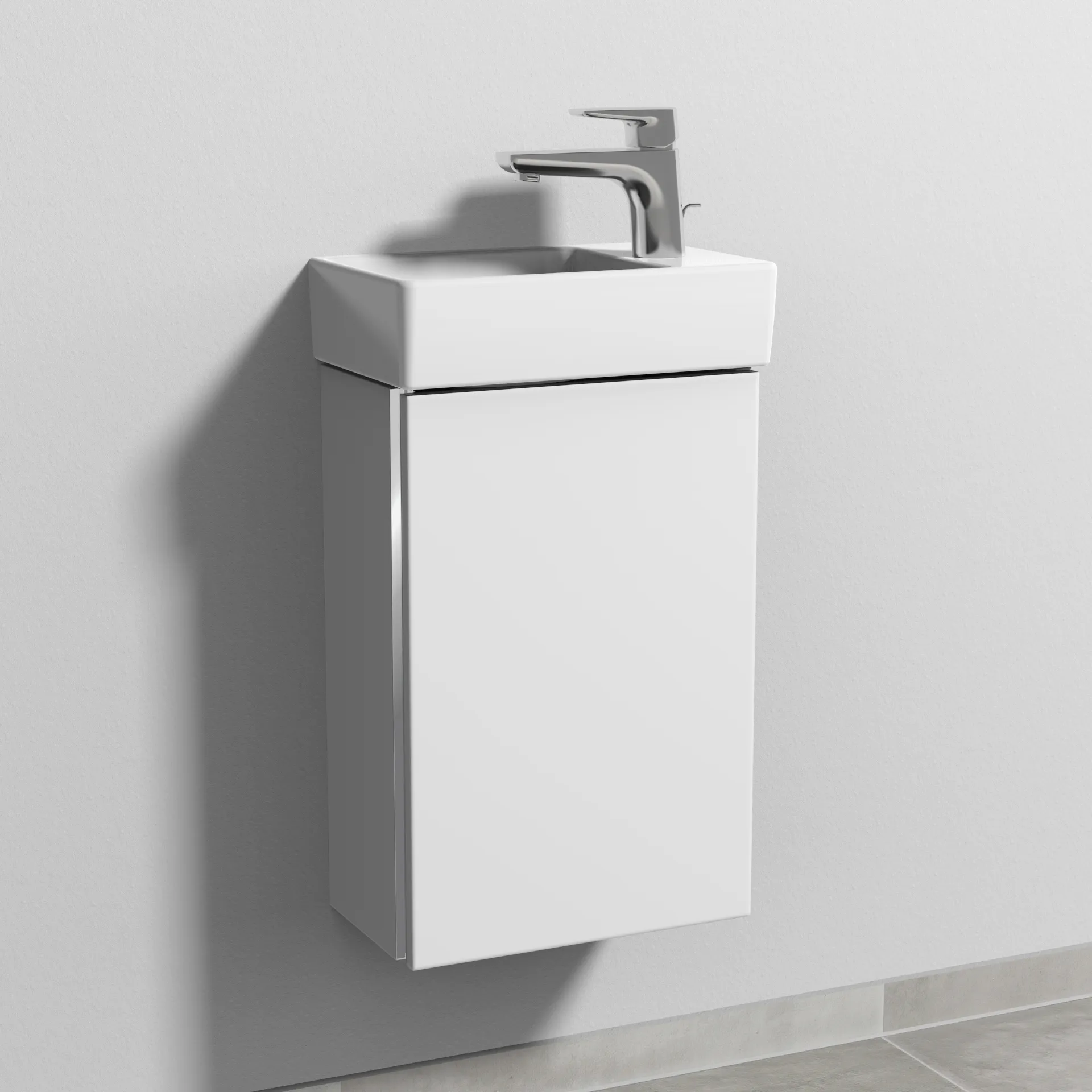 Sanipa Waschtischunterschrank „3way“ passend zu Keramik-Waschtische Avento von Villeroy & Boch 340 × 510 × 202 mm in Weiß-Soft, Anschlag rechts