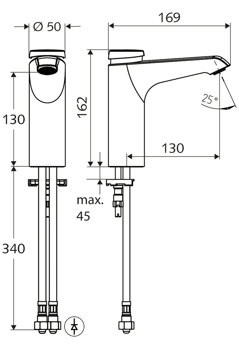 Waschtisch-Armatur XERIS SC, HD-M mid. - Hochdruck Mischwasser, Selbstschluss, 2x G 3/8 IG, chrom