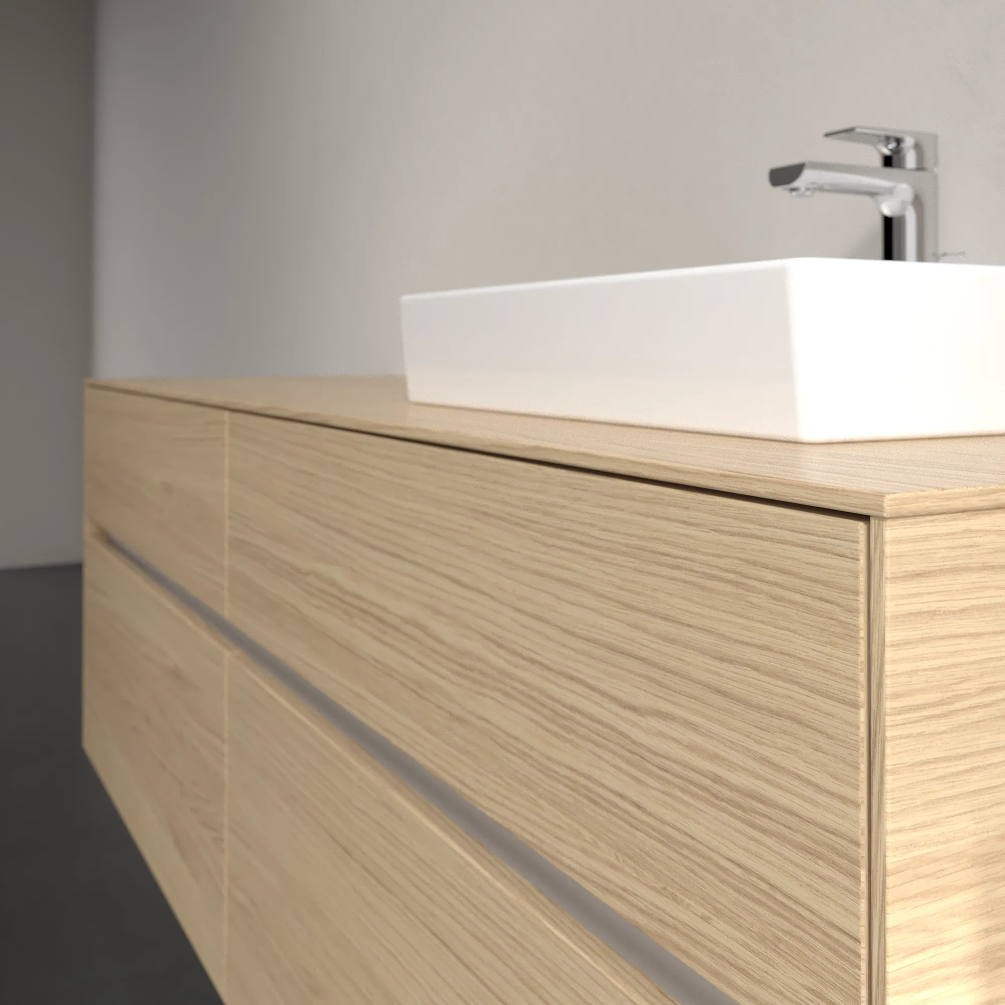 Villeroy & Boch Waschtischunterschrank „Collaro“ 1600 × 548 × 500 mm Nordic Oak, ohne Beleuchtung, für Becken rechts Villeroy & Boch Waschtischunterschrank „Collaro“ 1600 × 548 × 500 mm Nordic Oak, ohne Beleuchtung, für Becken rechts