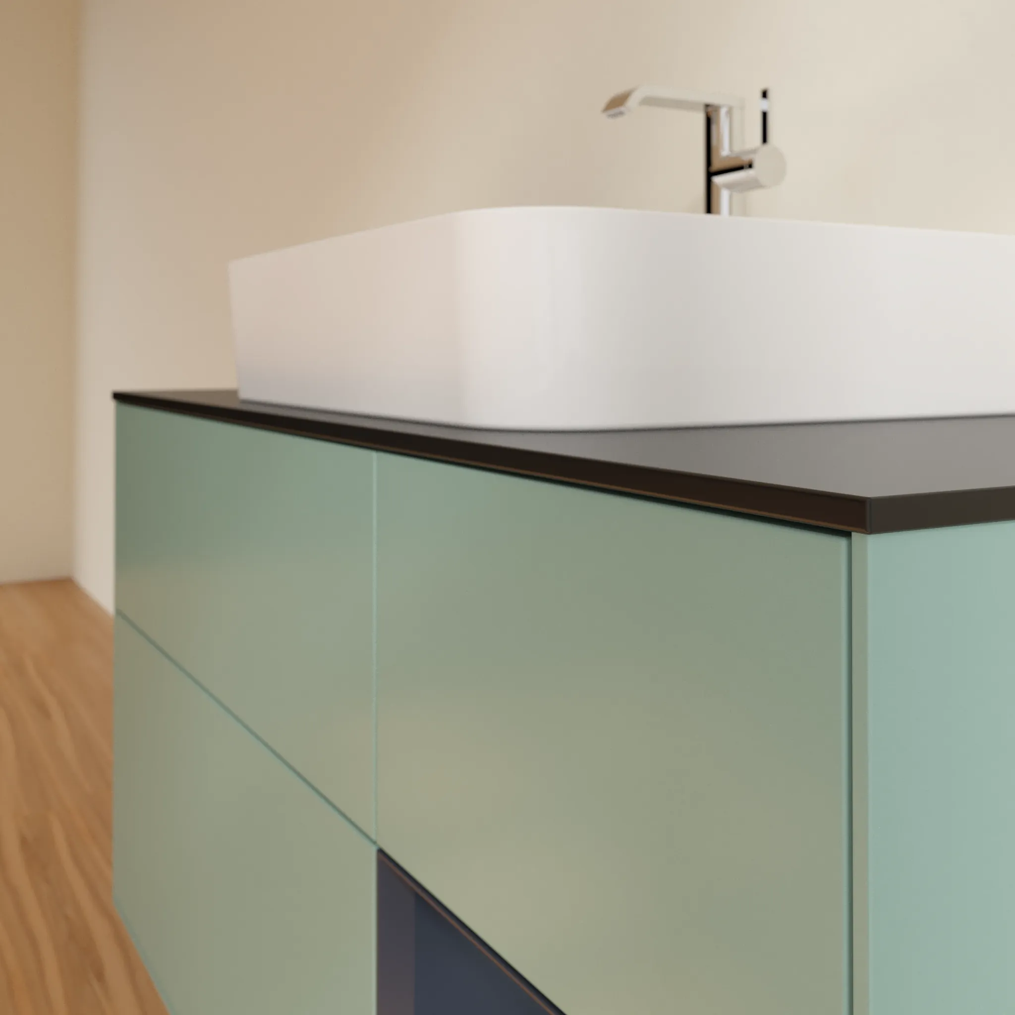 Villeroy & Boch Waschtischunterschrank „Finion“ für Schrankwaschtisch 1200 × 603 × 501 mm Olive Matt Lacquer, für Becken mittig