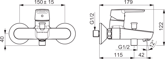 HA Einhebelmischer Wafü und Brausebatterie HANSAPOLO 5144 Ausladung 157 mm DN15 Chrom