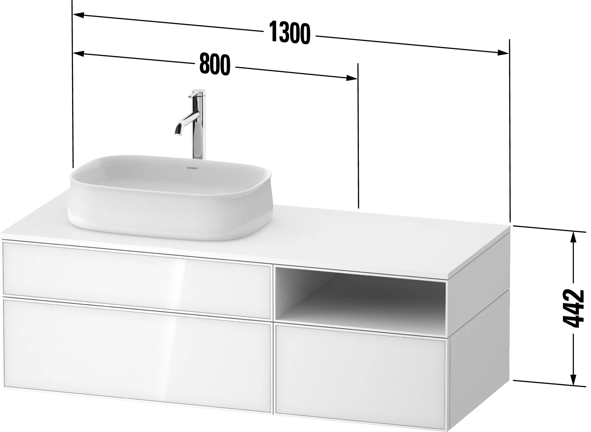 Duravit Waschtischunterschrank wandhängend „Zencha“ 130 × 44,2 × 55 cm Duravit Waschtischunterschrank wandhängend „Zencha“ 130 × 44,2 × 55 cm