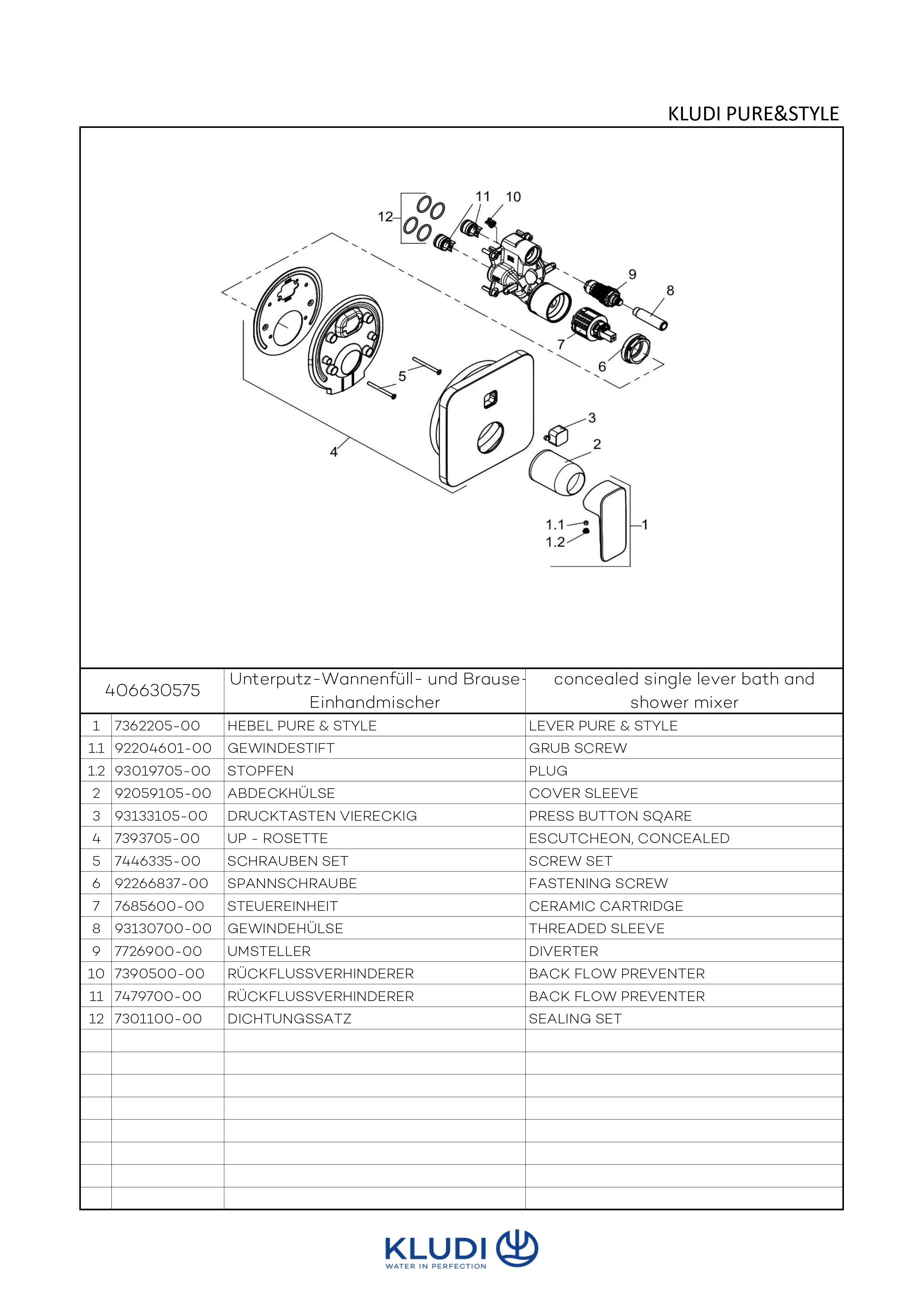 PURE & STYLE UP-Wafü-/Br.-EHM Push&amp;Switch Set mit Funktionseinheit eigens., chrom