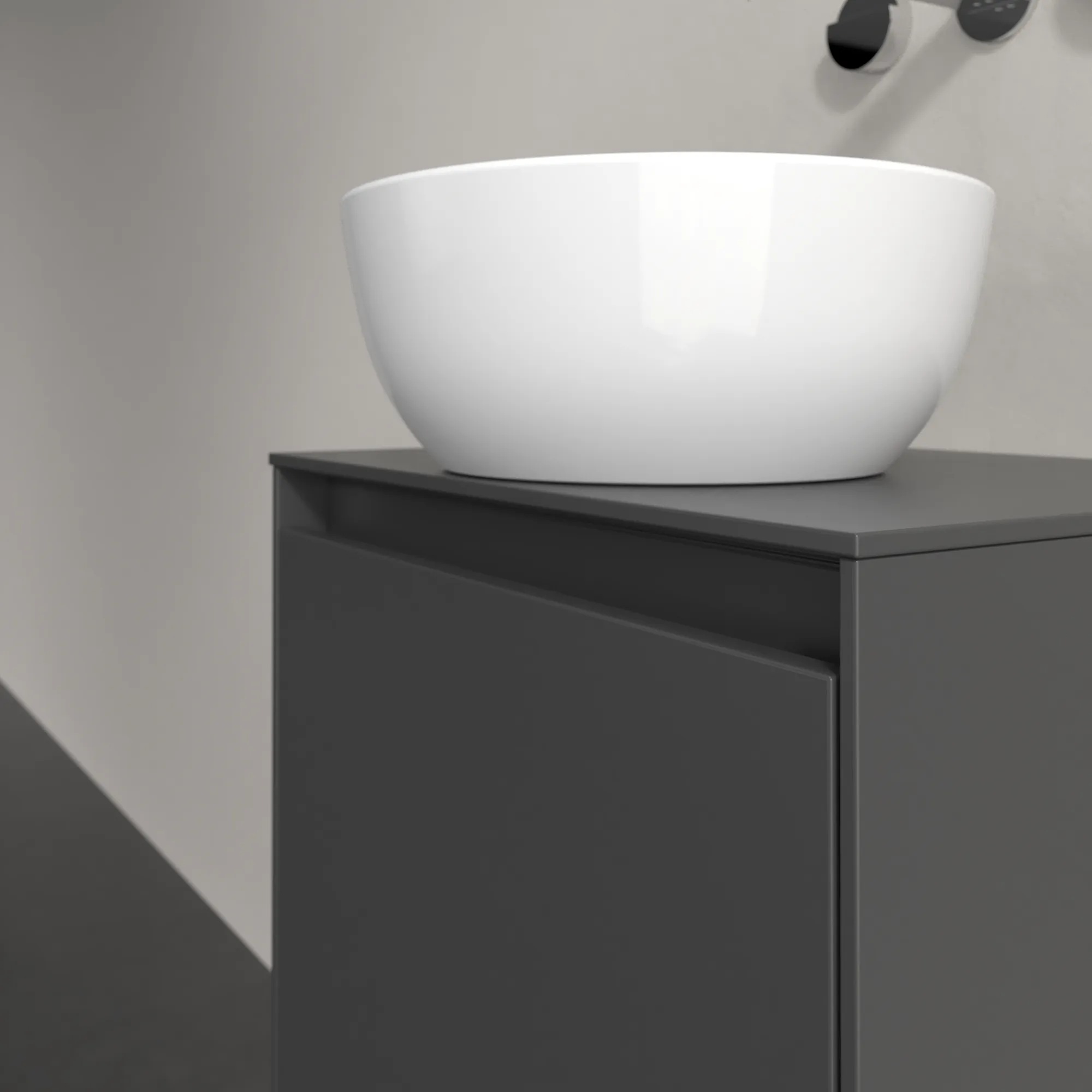 Villeroy & Boch Waschtischunterschrank „Collaro“ 500 × 548 × 380 mm Graphite, für Becken mittig, Anschlag rechts, mit Beleuchtung