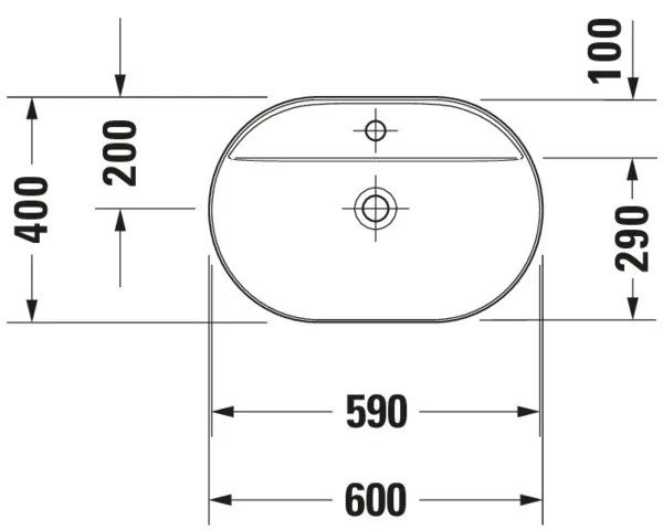 Aufsatzwaschtisch „Luv“, ohne Überlauf, Hahnlochposition mittig Aufsatzwaschtisch „Luv“, ohne Überlauf, Hahnlochposition mittig