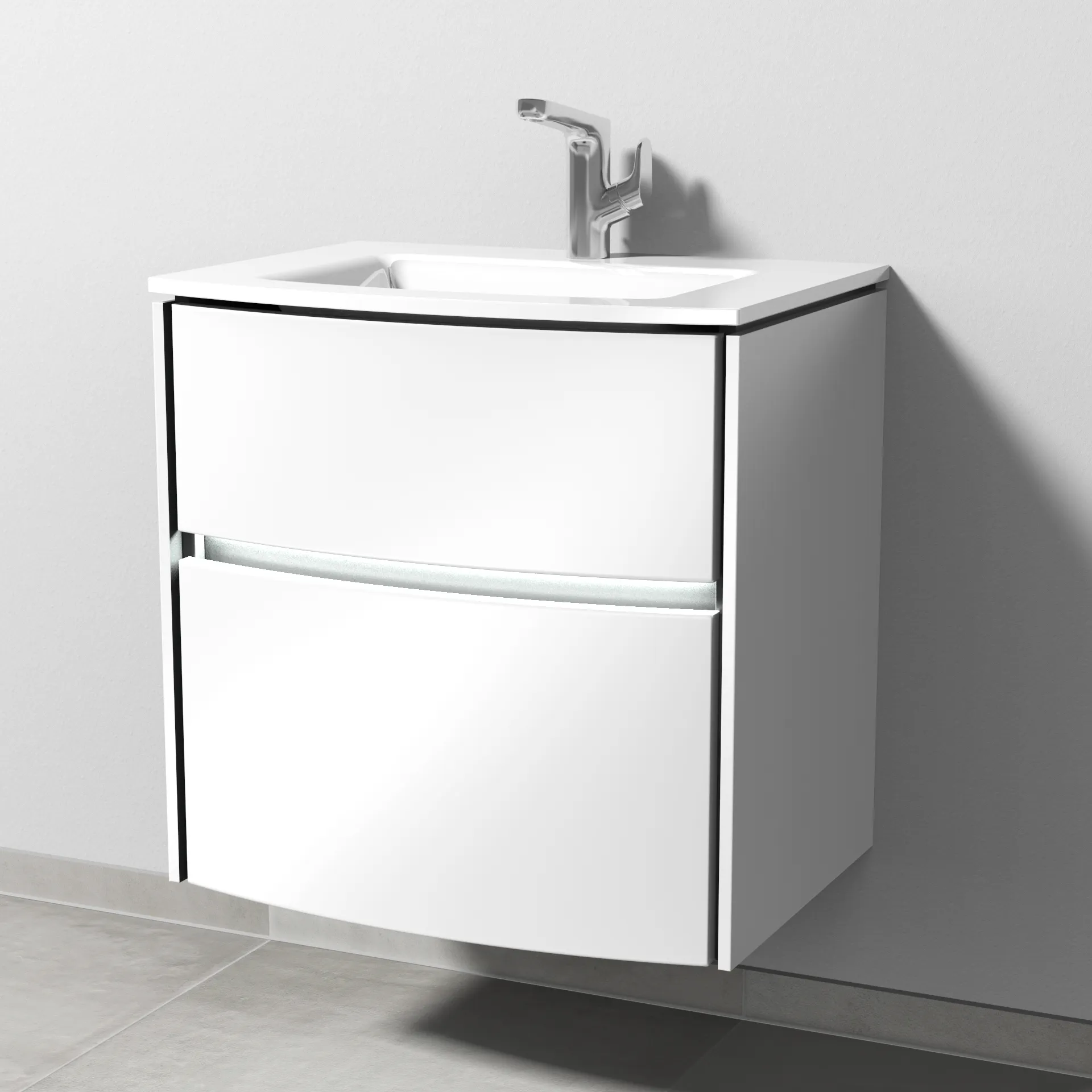 Sanipa Waschtischunterschrank „Twiga“ 615 × 605 × 459 mm in Weiß (glanz), mit Beleuchtung