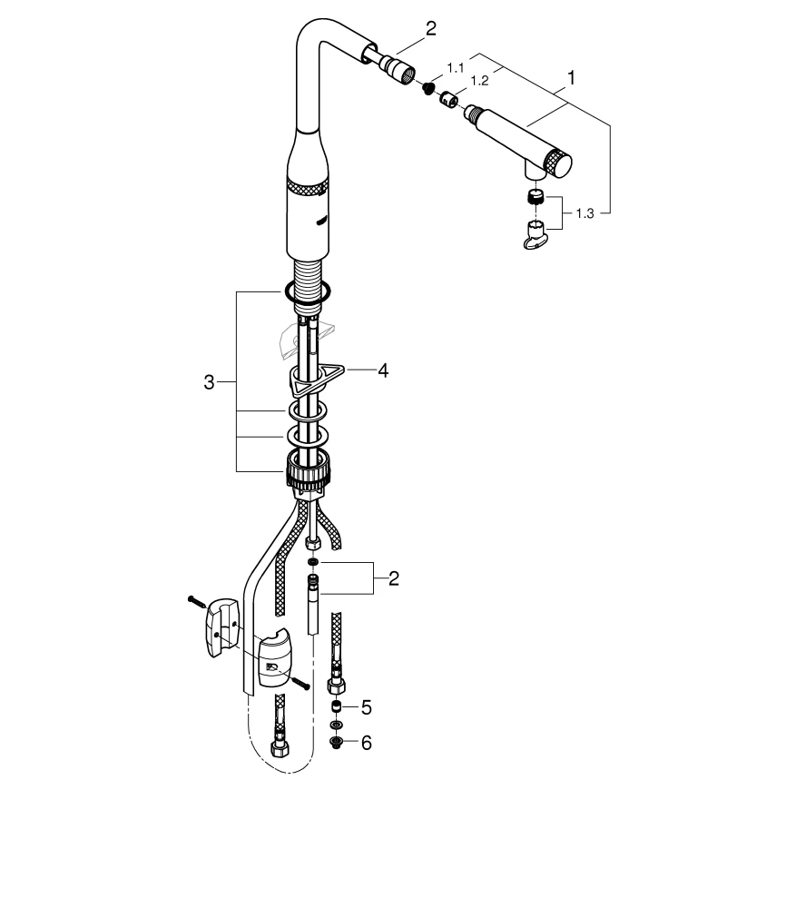 Spültischbatterie Essence SmartControl 31615, Einlochmontage, An/Aus per Knopfdruck, Volumensteuerung durch Drehen, Temperatureinstellung durch Drehen des Mischventils am Armaturenkörper, chrom