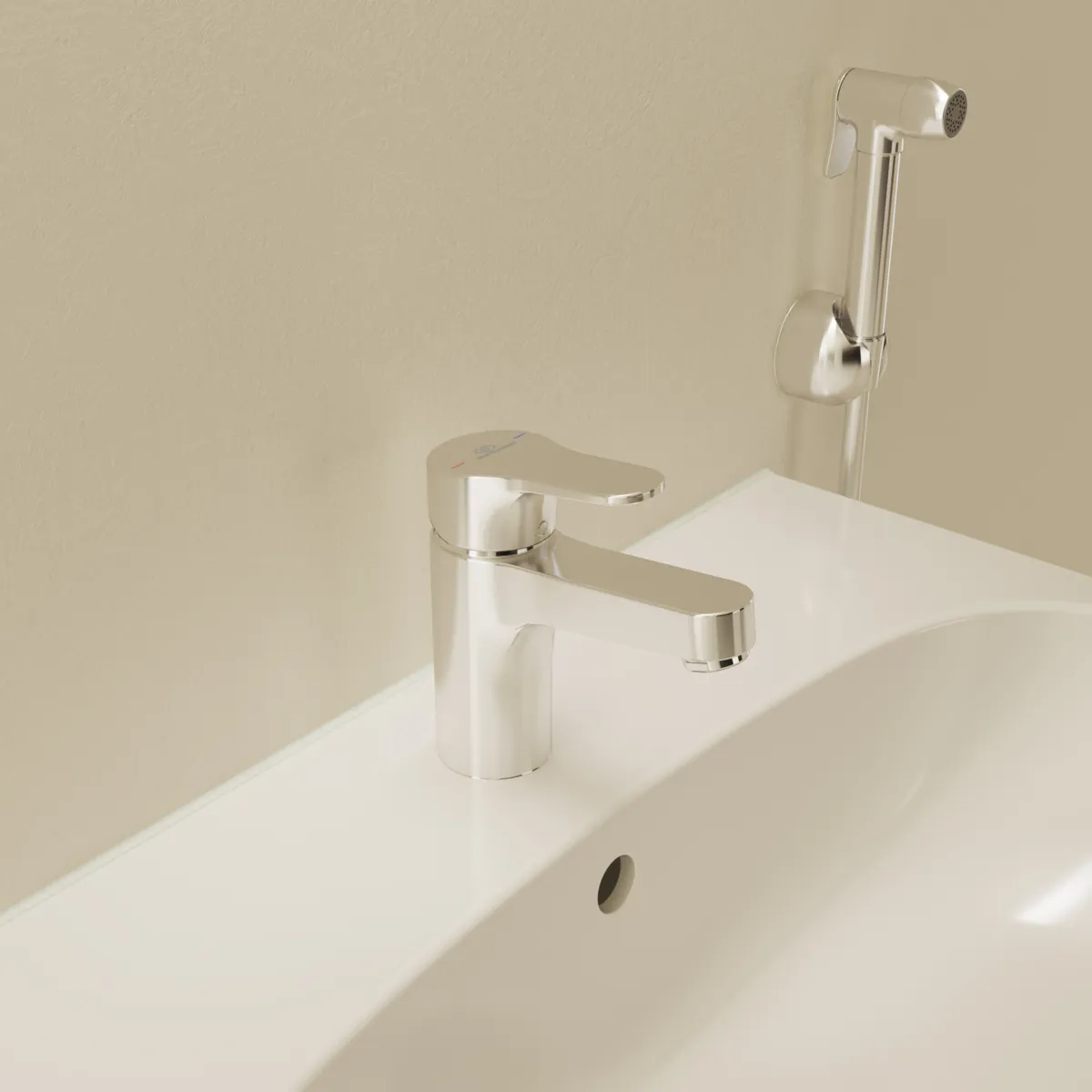 Waschtischarmatur m.sep.Seitenbrause H80 Cerabase ohne Ablaufgarnitur Ausladung 106mm Chrom Waschtischarmatur m.sep.Seitenbrause H80 Cerabase ohne Ablaufgarnitur Ausladung 106mm Chrom