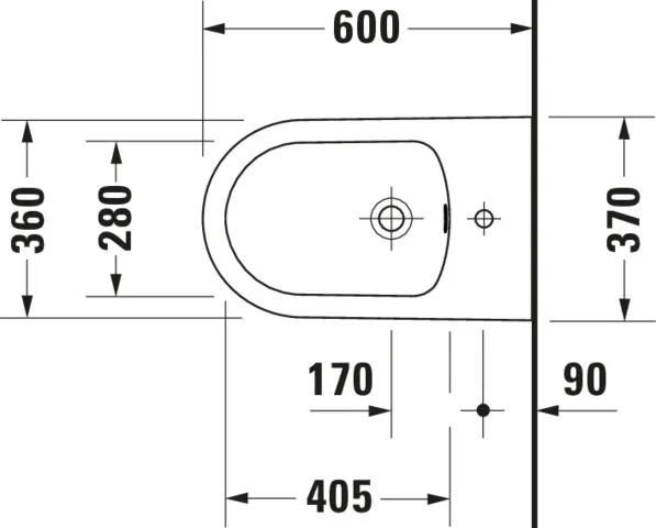 Duravit Stand-Bidet back to wall „Soleil by Starck“, Befestigung sichtbar 37 × 60 × 40 cm