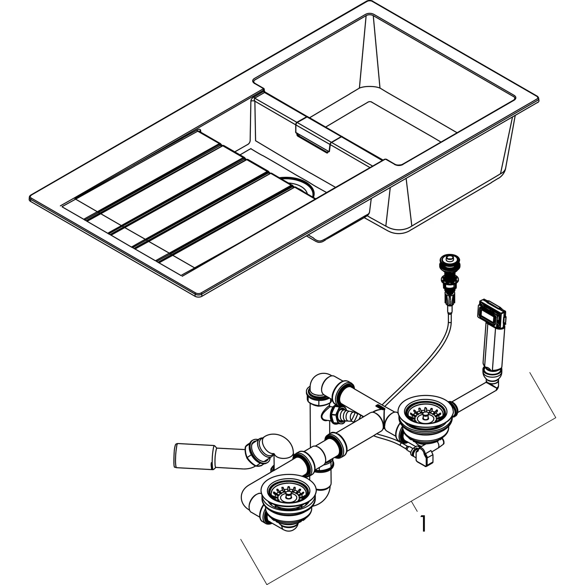 S52 S520-F530 Einbauspüle mit automatischer Ablaufgarnitur Graphitschwarz S52 S520-F530 Einbauspüle mit automatischer Ablaufgarnitur Graphitschwarz