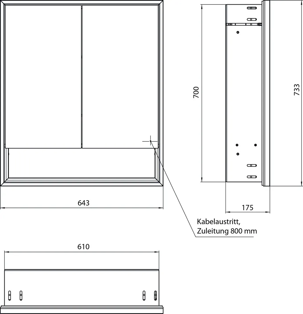 LED-Lichtspiegelschrank Loft mit Unterfach Unterputz, 600 mm, 2-türig schwarz LED-Lichtspiegelschrank Loft mit Unterfach Unterputz, 600 mm, 2-türig schwarz