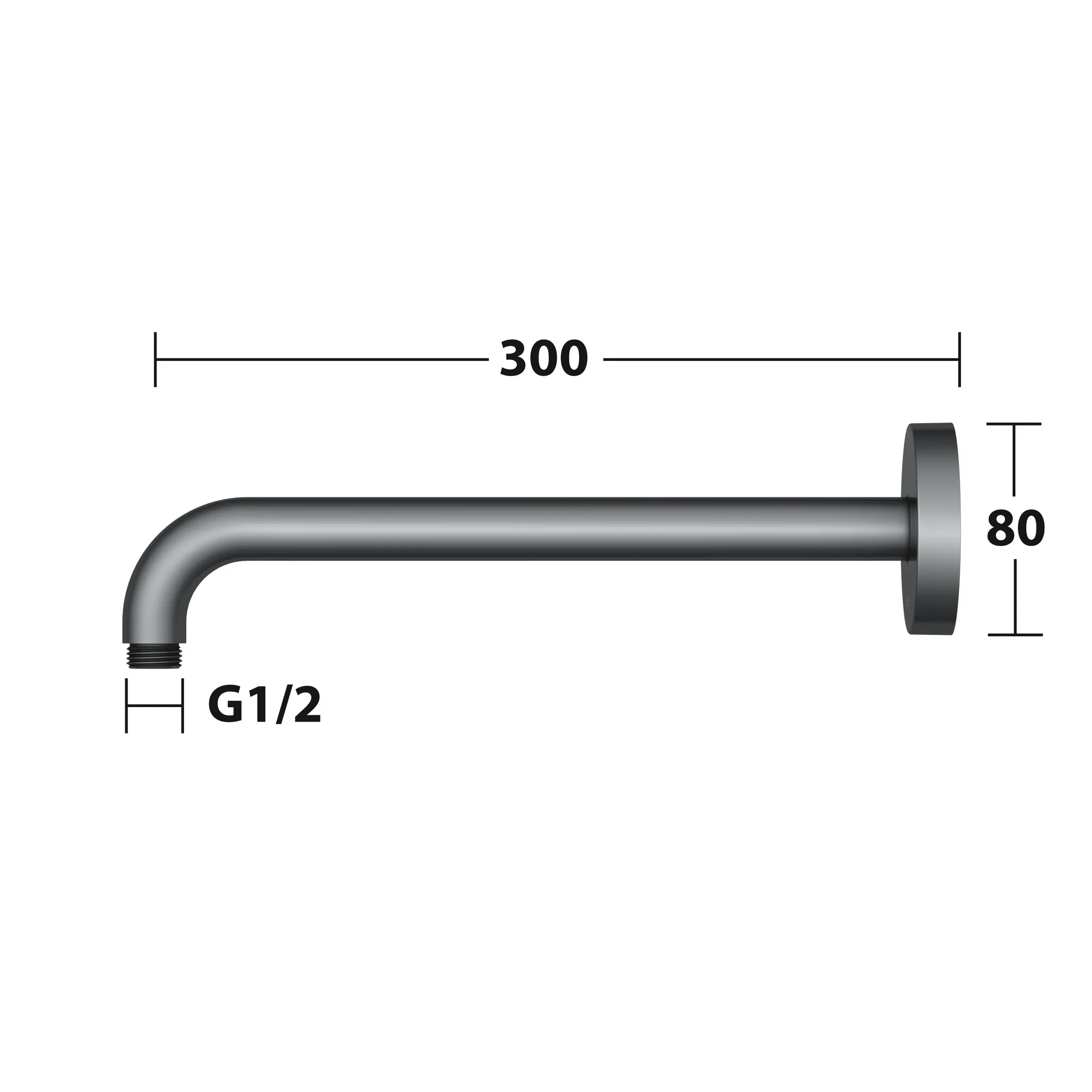 KEUCO Brausearm Wandmontage rund 300 mm Schwarzchrom gebürstet KEUCO Brausearm Wandmontage rund 300 mm Schwarzchrom gebürstet