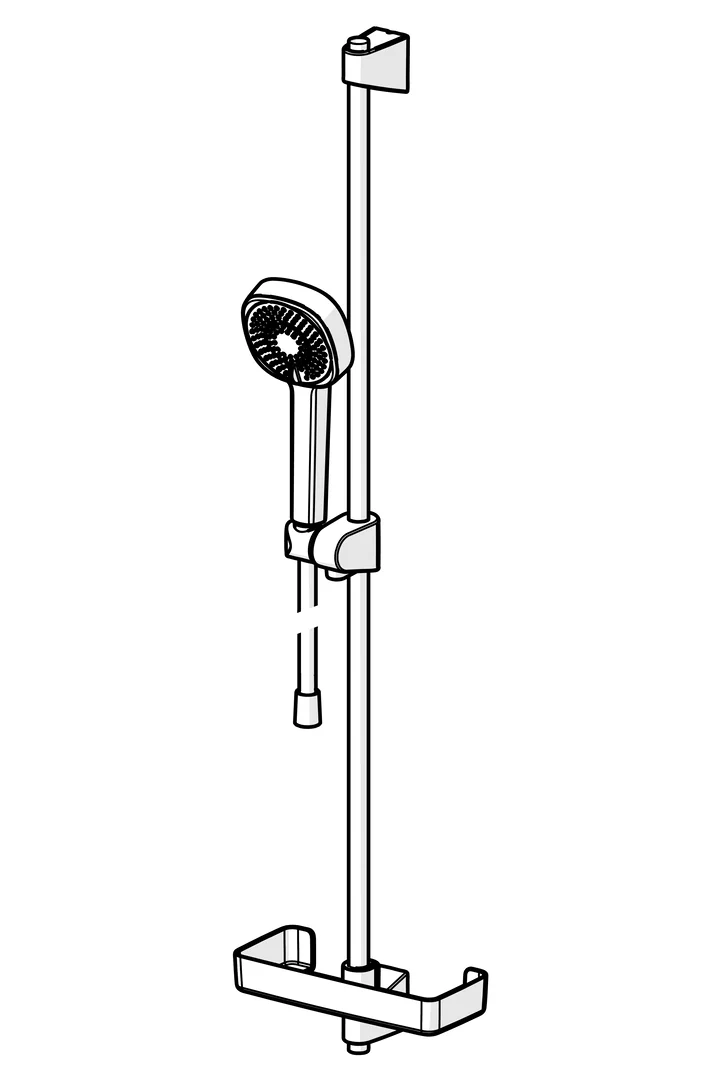 HansaBASICJET Style Wandstangen-Brausenset 4479 3-strahlig Chrom