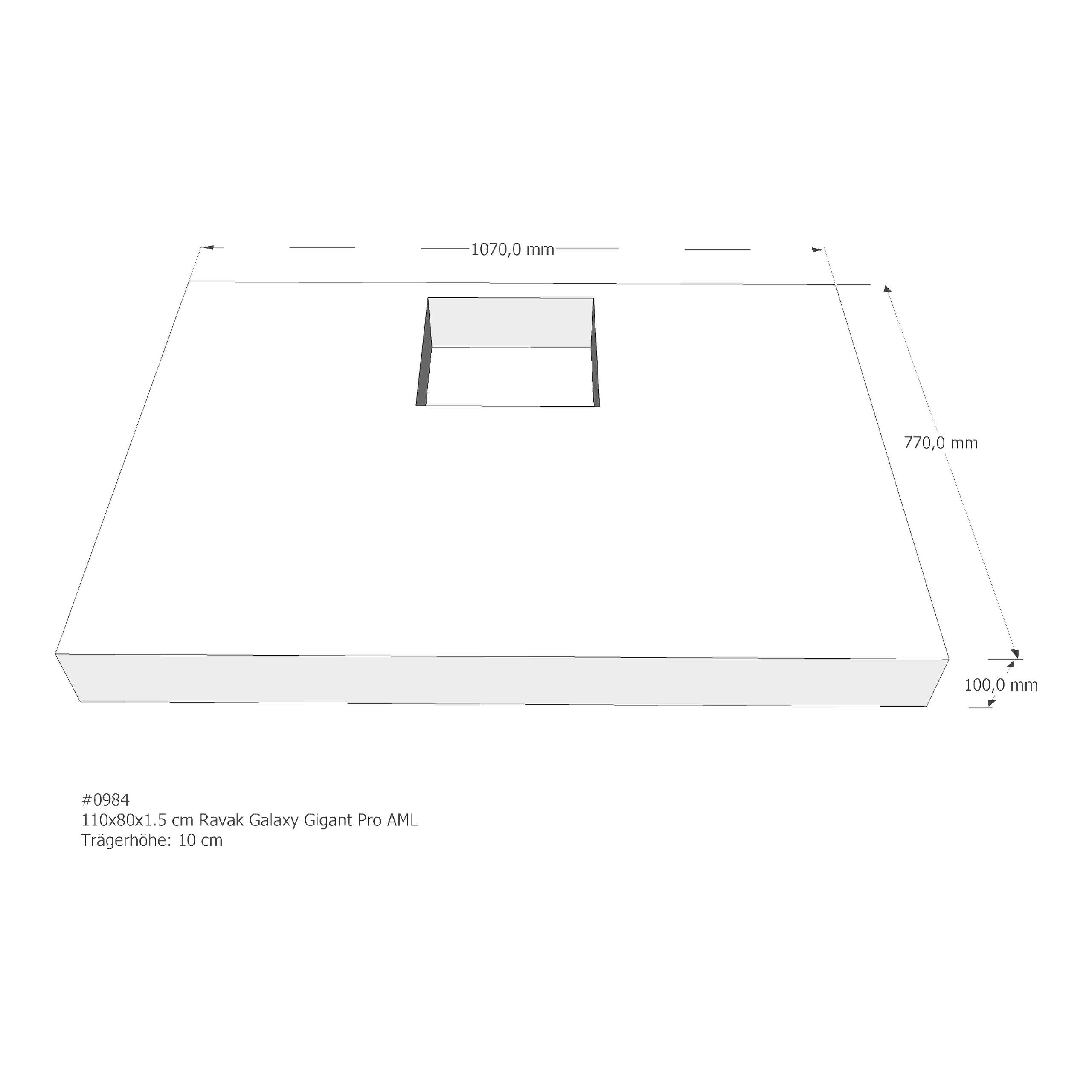 Duschwannenträger für Ravak Galaxy Gigant Pro 110 × 80 × 1,5 cm