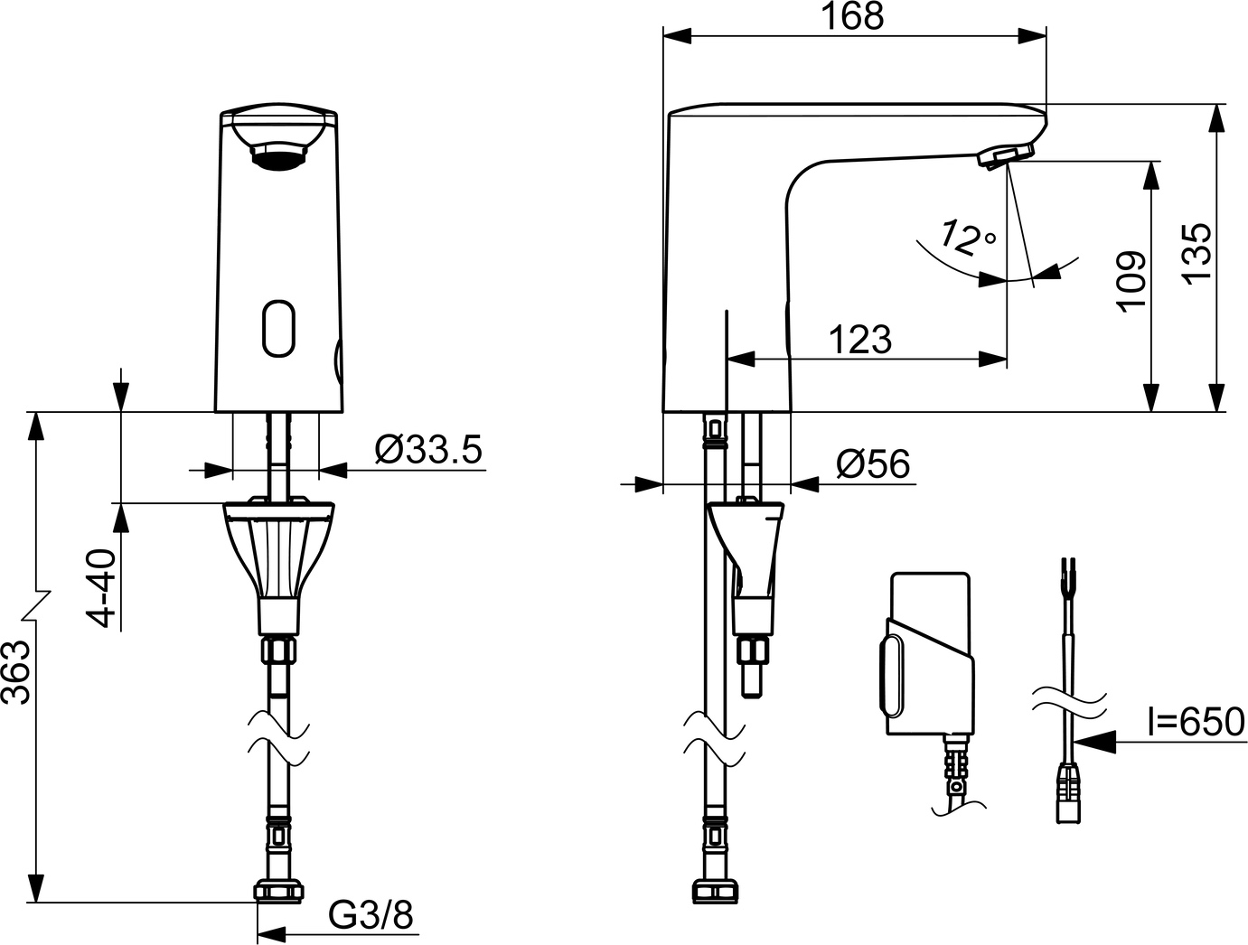 Waschtischbatterie, 3 V, Bluetooth ELECTRA 9251 Chrom