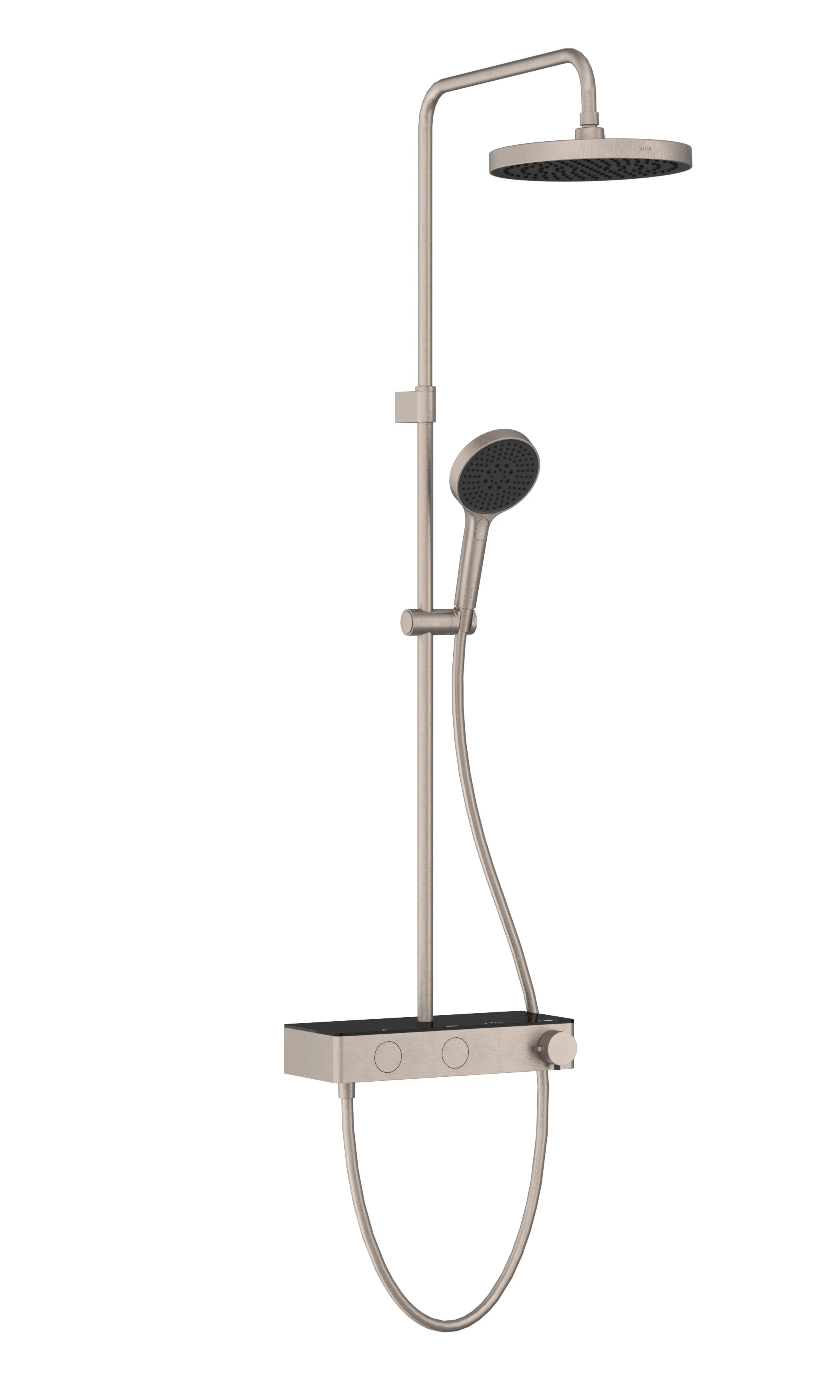 Core Round Thermostat-Duschsystem mit Kopf- und Handbrause Wandmontage Nickel gebürstet