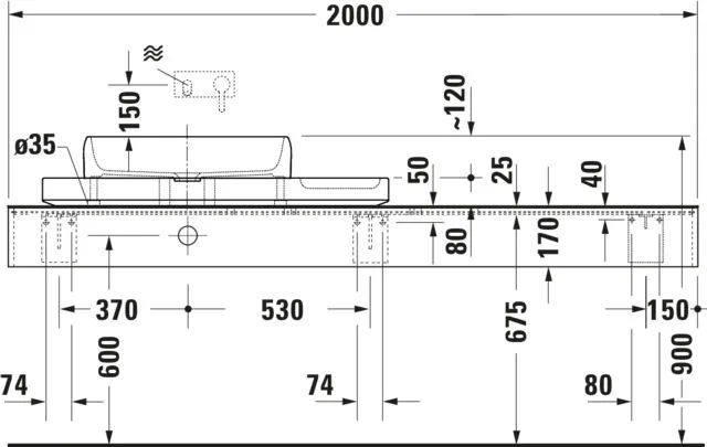 Duravit Aufsatzwaschtisch inkl. Natursteinkonsole „Qatego“ 100 × 41 × 90 cm in Weiß Hochglanz Duravit Aufsatzwaschtisch inkl. Natursteinkonsole „Qatego“ 100 × 41 × 90 cm in Weiß Hochglanz
