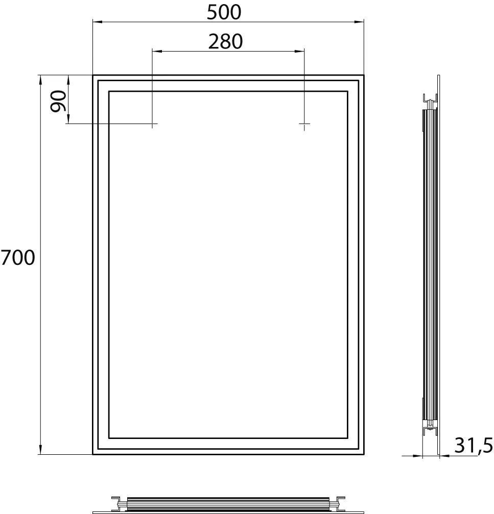Lichtspiegel MI 180, 500 x 700 mm4000K, Raumschaltung IP 20